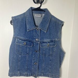 Vintage Paul Harris Denim Sleeveless Jean Vest Medium 90s Button Front